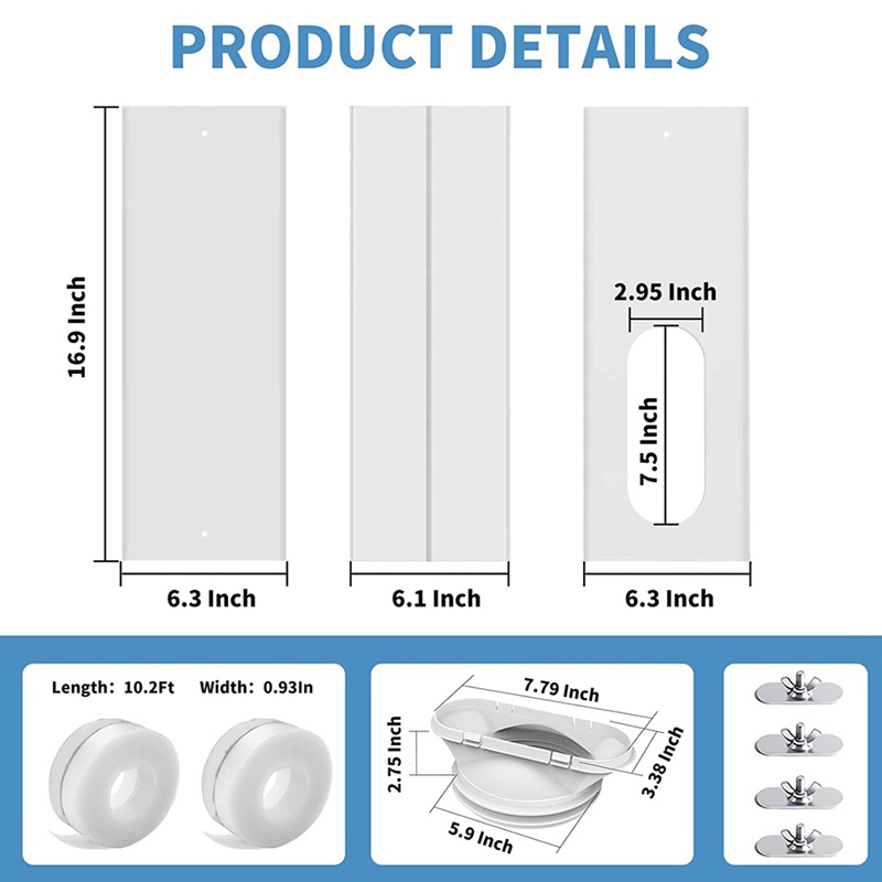 Bộ Cửa Sổ + Máy Điều Hòa Không Khí Di Động 2 Trong 1 Thông Dụng Cho Ống Thông Hơi AC 5.1Inch / 5.9Inch