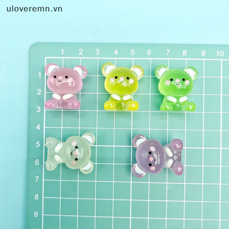 Bộ 2 Mô Hình Gấu Hoạt Hình Bằng Nhựa Resin Phát Sáng Dễ Thương Trang Trí Xe Hơi