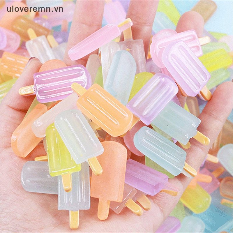 Set 10 Kẹp Tóc Nhựa Phát Quang Hình Cây Kem Đáng Yêu