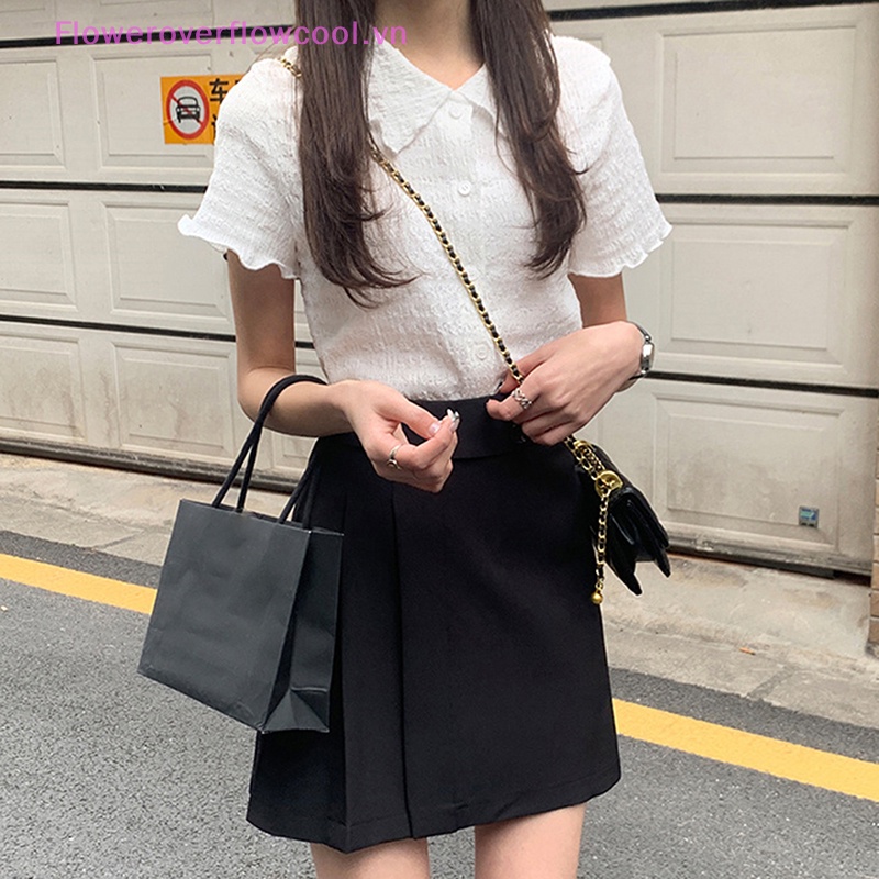 Fofc Áo Sơ Mi Crop Top Tay Ngắn Phong Cách Retro Y2K Cơ Bản Dành Cho Nữ HOT