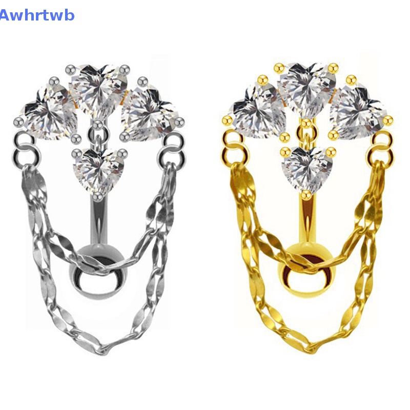 Khuyên Rốn Hình Trái Tim Bằng Thép Không Gỉ Đính Đá Zircon Mới