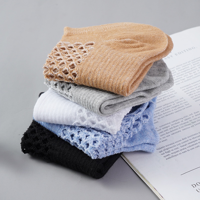 Vớ Cotton Cổ Thấp Phối Lưới Thoáng Khí Thời Trang Mùa Hè Chất Lượng Cao Cho Nam