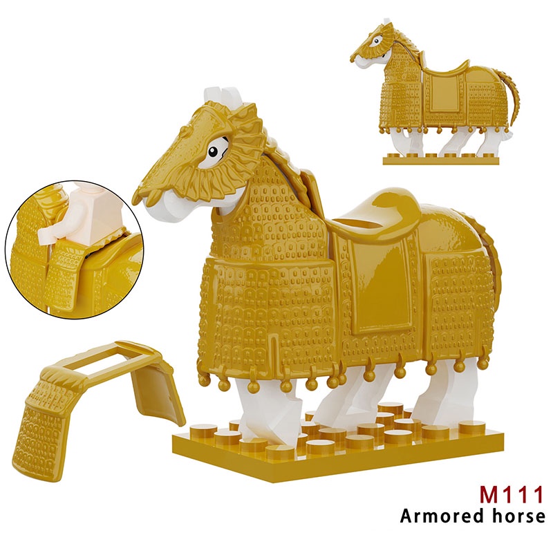 Đồ Chơi Xếp Hình Bức Tượng Ngựa Chiến Tranh Giáp Màu Đen Bằng Sắt Cho Trẻ Em Ở Giữa Tuổi