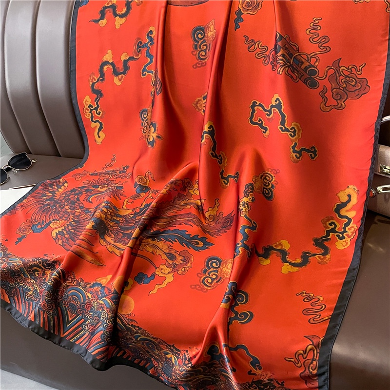 Khăn Choàng Lụa Dáng Dài In Họa Tiết Sang Trọng Thời Trang Cho Nữ 180X90Cm