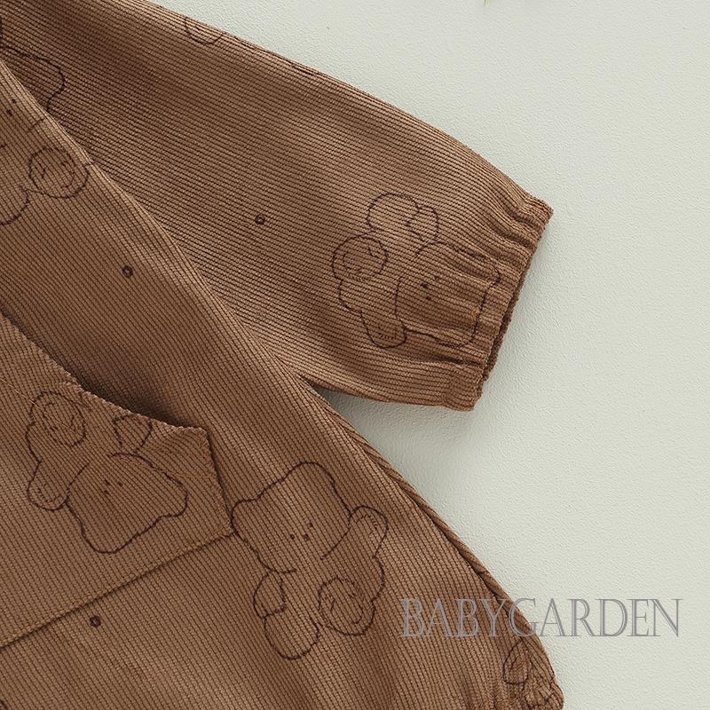 Áo Liền Quần Có Nón Tay Dài In Hình Gấu Dành Cho Bé 3-24 Tháng Tuổi