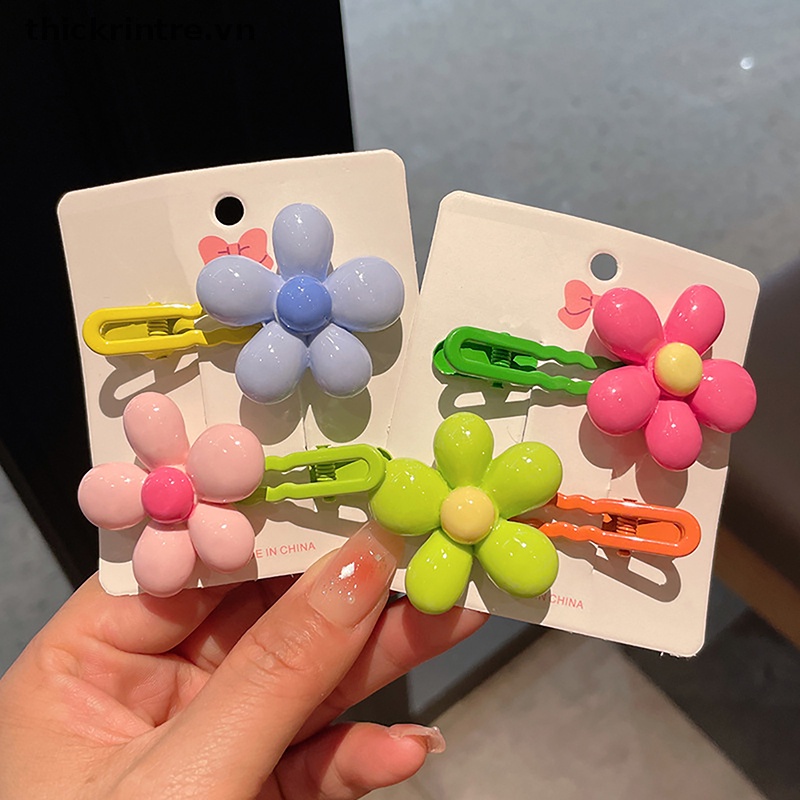 Set 2 Kẹp Tóc Hình Bông Hoa Xinh Xắn Cho Bé Gái