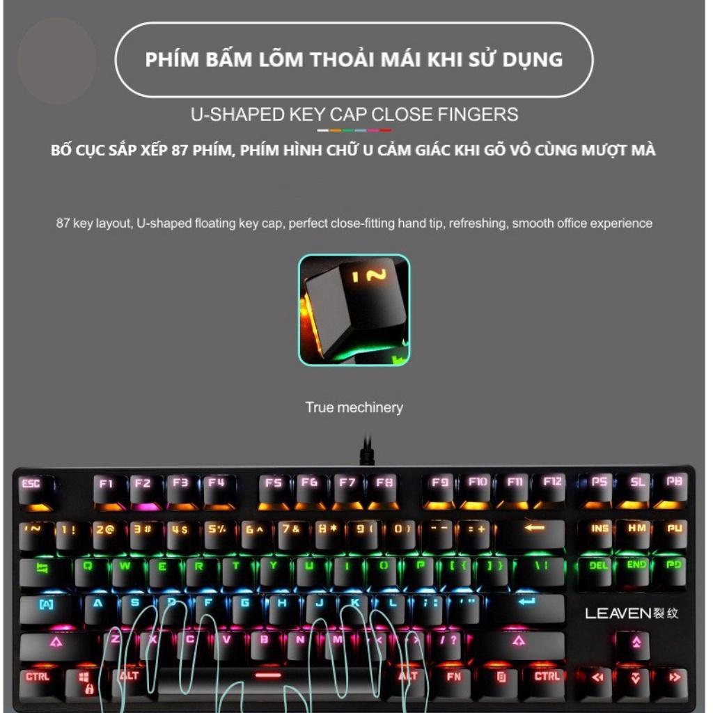 Bàn Phím Cơ gaming K2 PRO Led rainbow 10 Chế Độ Chơi Game Dùng Văn Phòng Cực Chất bảo hành 12 tháng