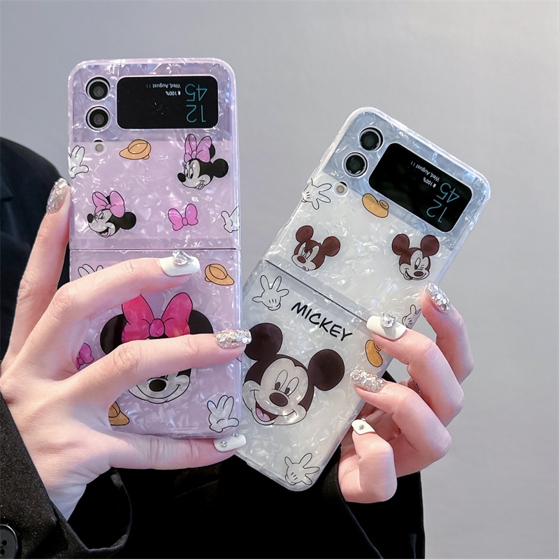 Lật Ốp Điện Thoại Dẻo Họa Tiết Hoạt Hình mickey minnie Kèm Dây Đeo Cho samsung galaxy z flip 4 5g z flip 3 5g