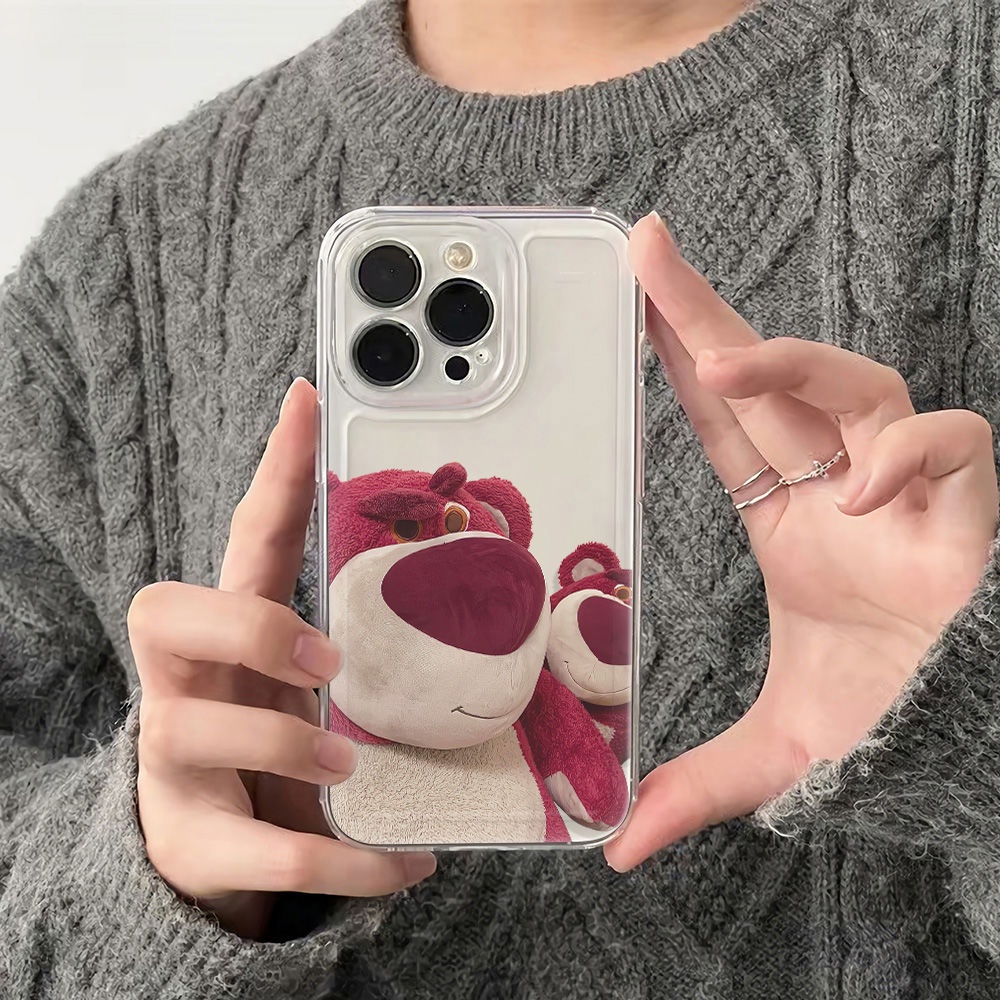 ✅Ốp Điện Thoại Mềm Chống Sốc Hình Gấu Dâu Tây Cho Iphone 14Pro Plus 1213 Max 1178 6In 4RIB