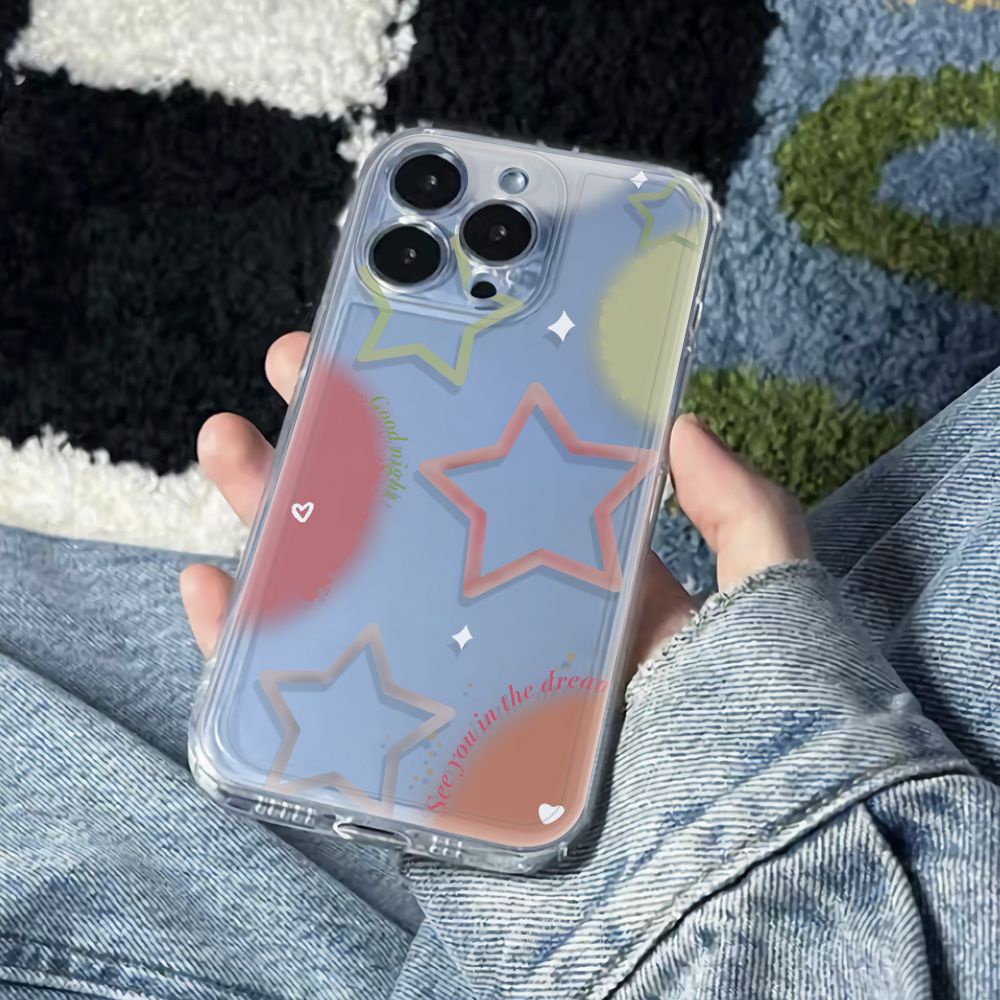 ✅Ốp Điện Thoại Dẻo Họa Tiết Ngôi Sao Năm Cánh Đơn Giản Chống Rơi Cho iPhone12plus 6Inmax14Pro 4W99 1178 13