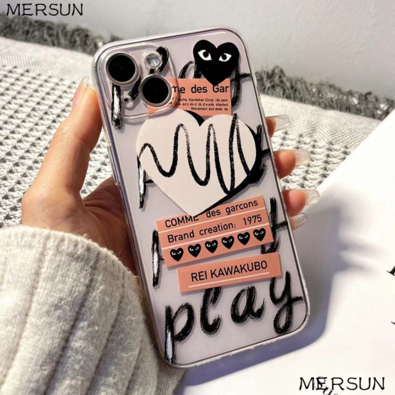 ✅Ốp Điện Thoại Trong Suốt Họa Tiết Trái Tim Graffiti Viền Thẳng Độc Đáo Cho Iphone 13 / plus14pro 7 max 12 8 / / xrxs YL8N