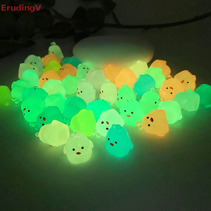 Bộ 5 Tượng Vịt Mini Màu Dạ Quang Dùng Trang Trí Tiểu Cảnh