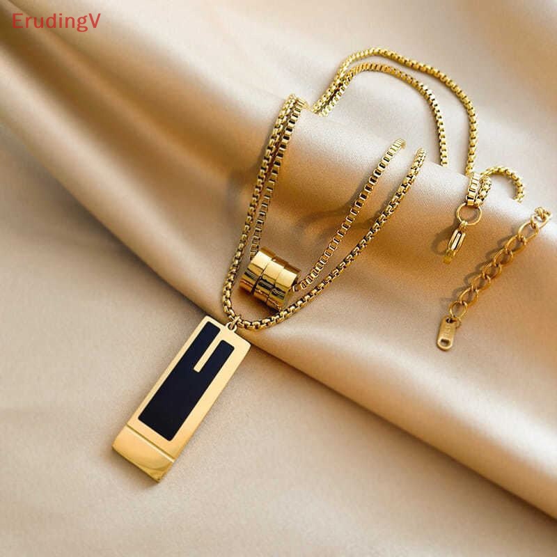 [ErudingV] Vòng cổ Hai Lớp Bằng Hợp Kim Mặt Vuông Màu Vàng Tinh Tế Phụ Kiện Thời Trang Dễ Phối Đồ Dành Cho Nữ [Mới]