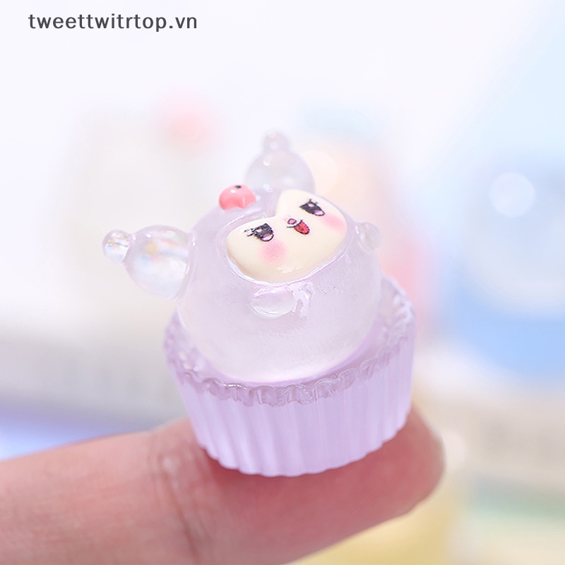 Set 2 Đồ trang trí Bánh Kem Sanrio Dạ Quang Mini Trang Trí Tiểu Cảnh
