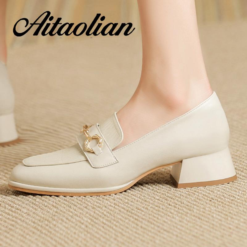 Giày Lười Da Đế Dày 3cm Thời Trang Cho Nữ
