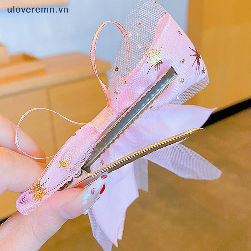 Kẹp Tóc Đính Nơ Lưới Hình Ngôi Sao Phong Cách Lolita Ngọt Ngào Thời Trang Cho Bé Gái