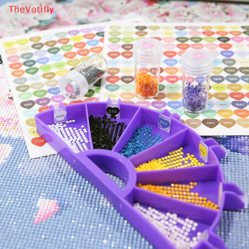 [Thevalifly] Nhãn Dán Hộp Đựng Hạt Cườm Thêu Chữ Thập Và Đánh Dấu Nhiều Màu Sắc Bán Chạy