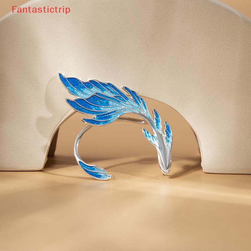 [Fantastictrip] Khuyên Tai Dạng Kẹp Hình Đuôi Cá Màu Gradient Cá Vàng Biển Xanh Dương Thời Trang Mới Cho Nữ