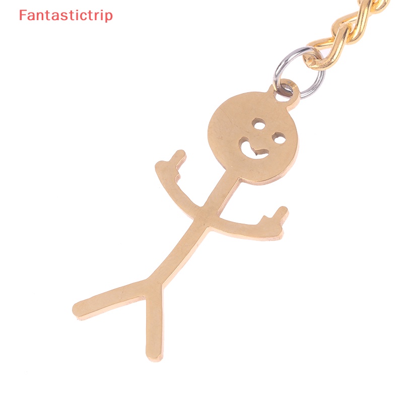 [Fantastictrip] Móc Khóa Mặt Hình Người Nhỏ Bằng Thép Không Gỉ Vui Nhộn Kiểu Mới