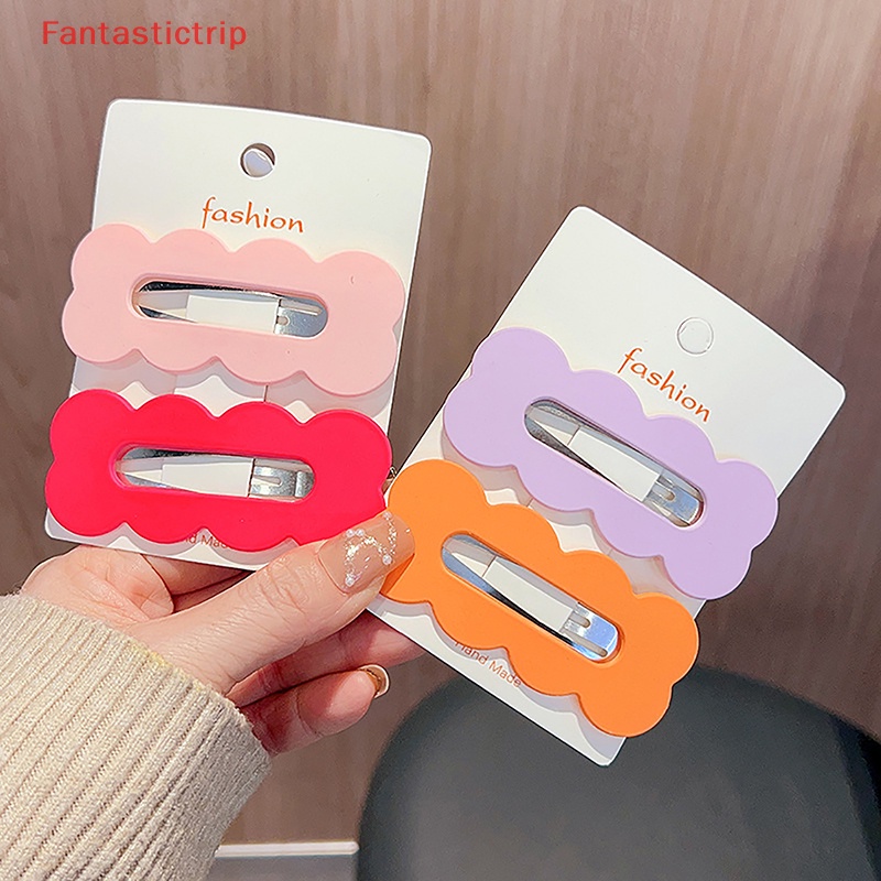 Set 2 Kẹp Tóc 8cm Màu Trơn Dễ Thương Dành Cho Nữ