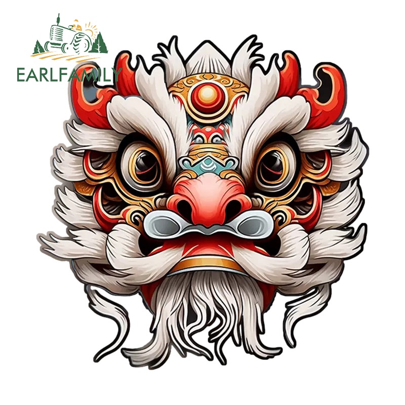 Earlfamily 13cm x 12,9cm hình dán xe sư tử trung quốc scratch-proof kiểu dáng xe hơi nhật bản không thấm nước xe máy aquaflask graffiti