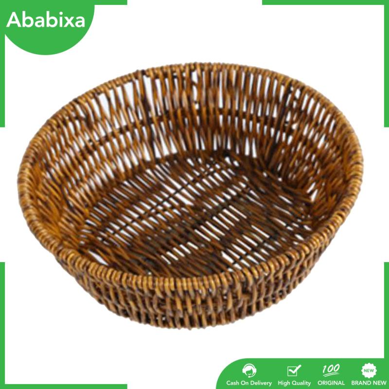 [Ababixa] Rổ Đựng Trái Cây / Rau Củ Bằng Nhựa PP Bện Mây Màu Nâu Để Bàn Phục Vụ Nhà Hàng