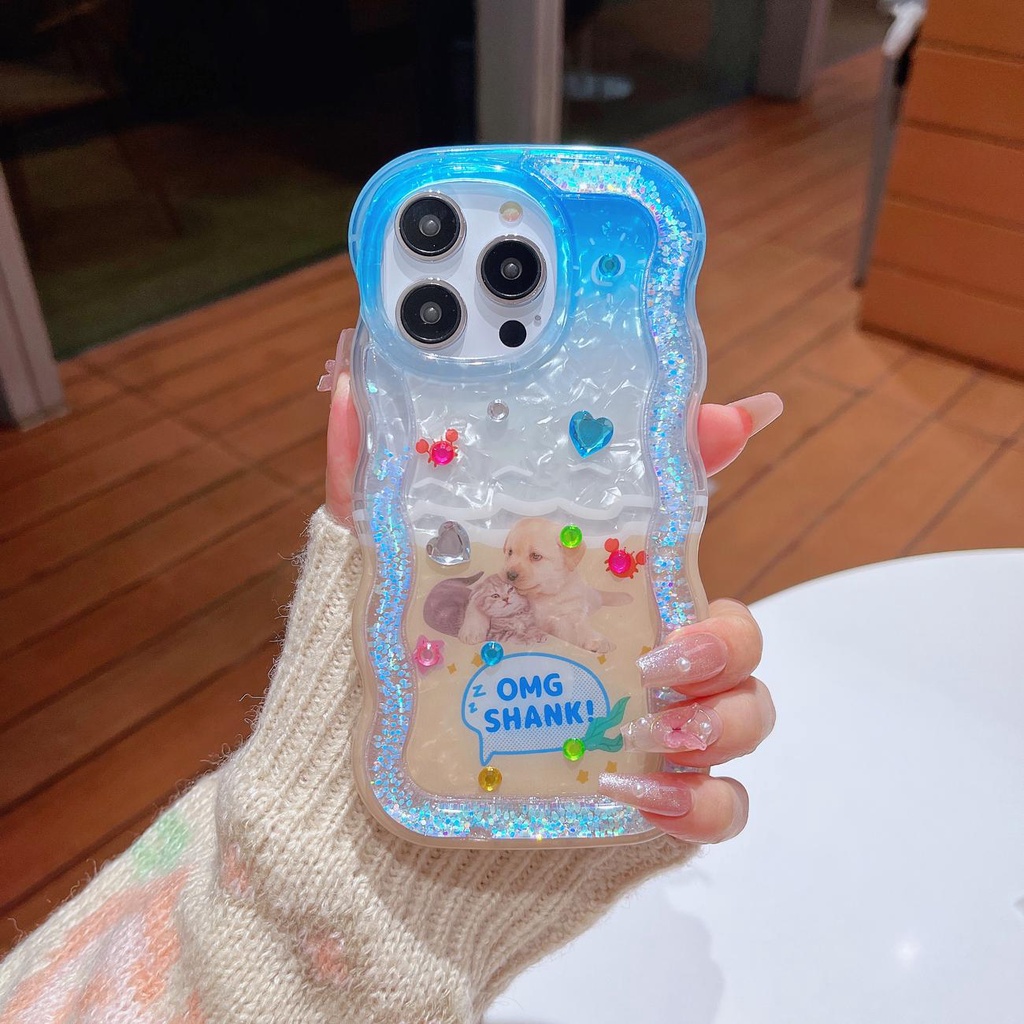 Ốp Điện Thoại TPU Dẻo Họa Tiết Chú Chó Có Nước Kim Tuyến Lấp Lánh Cho iPhone 12 13 14 Pro Max