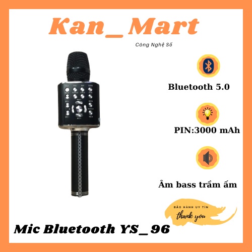 Micro karaoke YS96 cao cấp, Micro karaoke bluetooth không dây thay đổi giọng hát,tích hợp livestream, Bảo hành 6 tháng