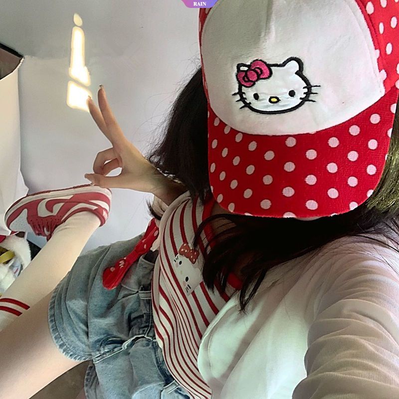 SANRIO Áo Thun Ba Lỗ Kẻ Sọc In Hình Hello Kitty Kuromi Dễ Thương Thời Trang Mùa Hè Quyến Rũ Cho Nữ [RAIN]