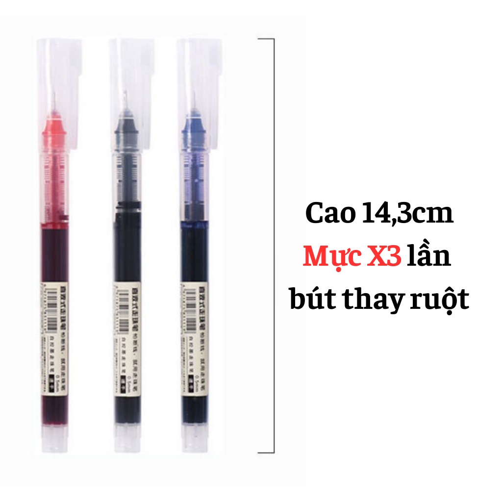 Bút gel mực nước bút nước đen xanh đỏ mực khô nhanh ngòi 0,5mm bút gel đen mực trơn mượt viết cực thích