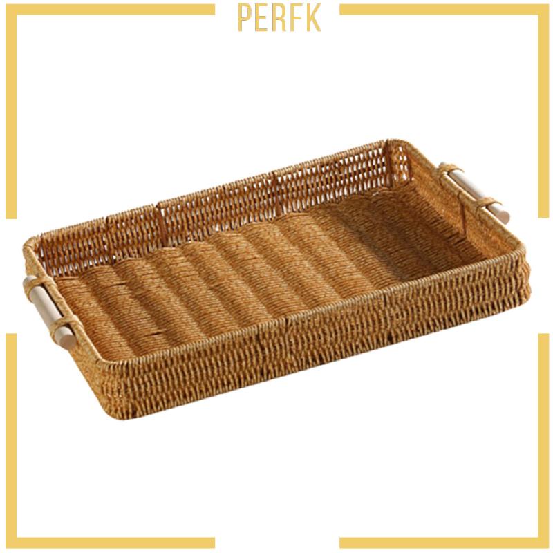 [Perfk] Rổ Mây Giả Đựng Trái Cây / Bánh Mì Hình Chữ Nhật L