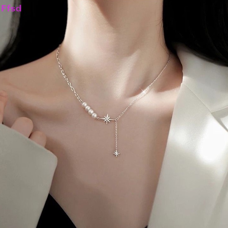 {Ffsd} Vòng cổ Mặt Hình Ngôi Sao Đính Đá Zircon Ngọc Trai Thời Trang Mùa Hè Cho Nữ