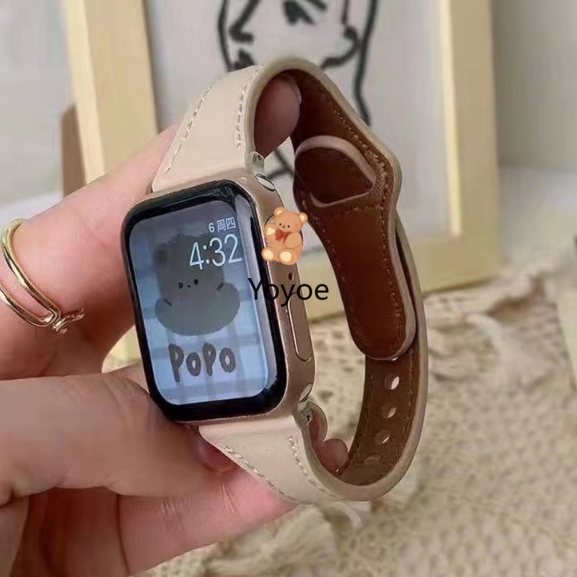 Dây Đeo Bằng Da Kích Thước Nhỏ 45mm 44mm 49mm 41mm 40mm 42mm 38mm Cho iWatch Series 1 2 3 4 5 6 SE 7 8 Ultra