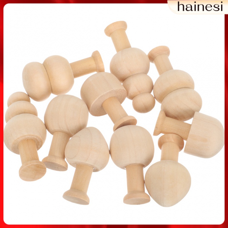 Set 10 Mô Hình Nấm Gỗ Không Sơn Độc Đáo Cho Bé