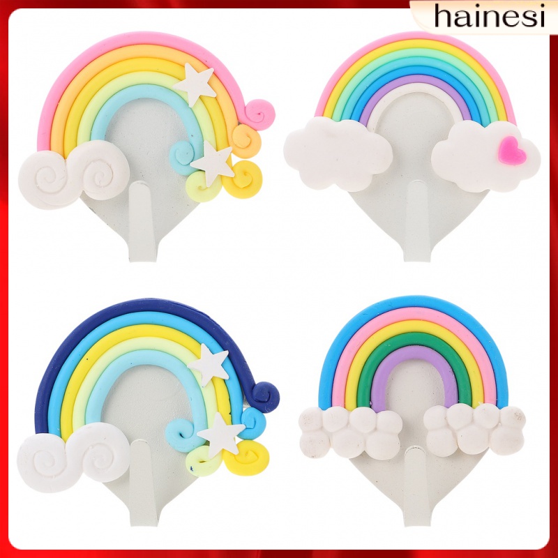 Set 4 Giá Đỡ Khăn Tắm Gắn Tường Hình Trái Tim Màu Cầu Vồng Trang Trí Văn Phòng