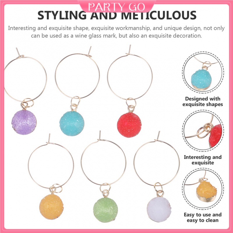 Set 6 Nhẫn Treo Ly Rượu Champagne