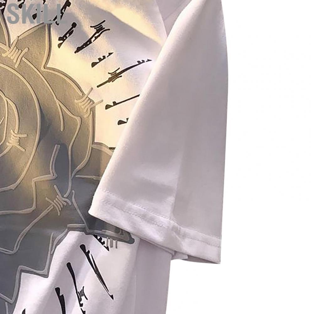 Skill Short Sleeve T Shirt  Skin Friendly Hip Hop Sweat Absorbing Non Deform Breathable for Summer Men Women