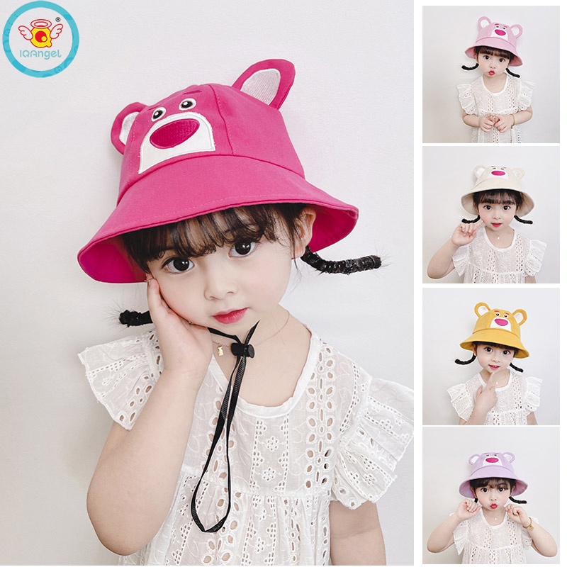 Mũ Bucket Che Nắng In Họa Tiết Dâu Tây / Gấu Dễ Thương Thời Trang Mùa Hè Cho Bé