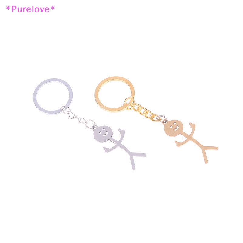 Móc Khóa Hình Người Nhỏ Bằng Thép Không Gỉ Mới