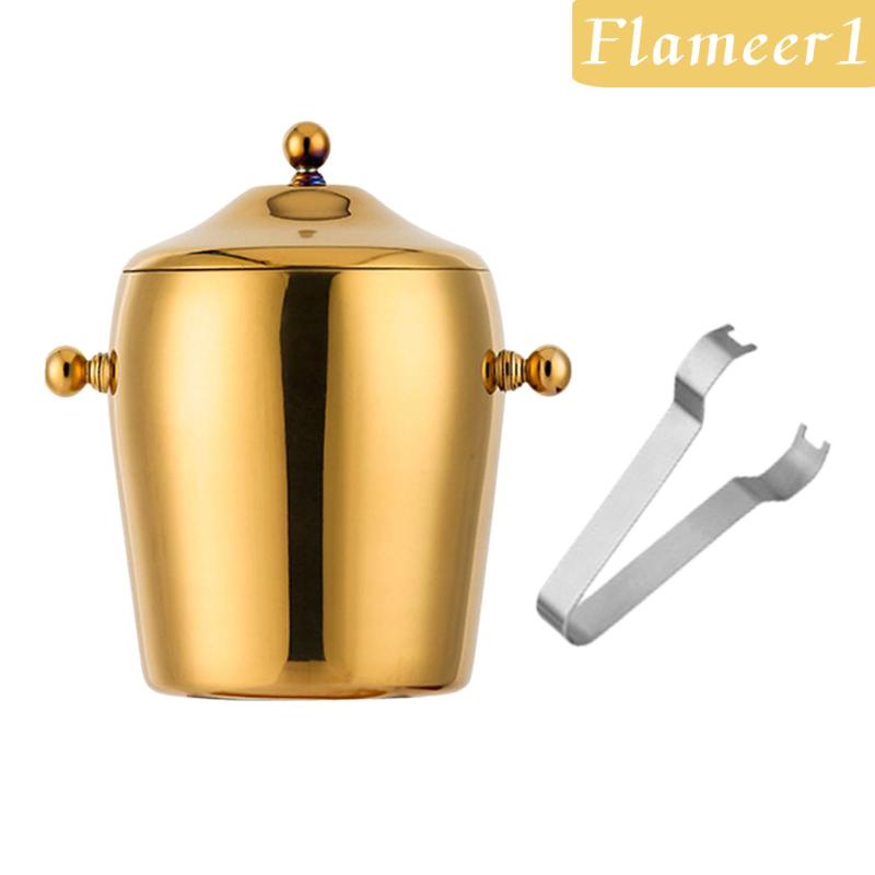 [Flameameer1] Xô Đựng Đá Bằng Kim Loại Cách Nhiệt Có Nắp Cho Tiệc BBQ Quầy Bar