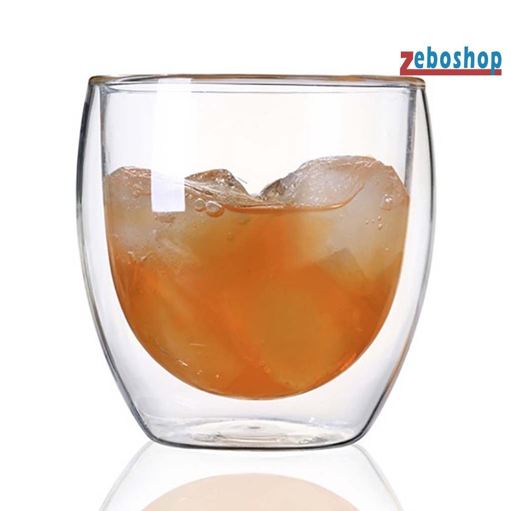 Cốc Uống Nước Hai Lớp Bằng Kính Chịu Nhiệt Trọng Lượng Nhẹ