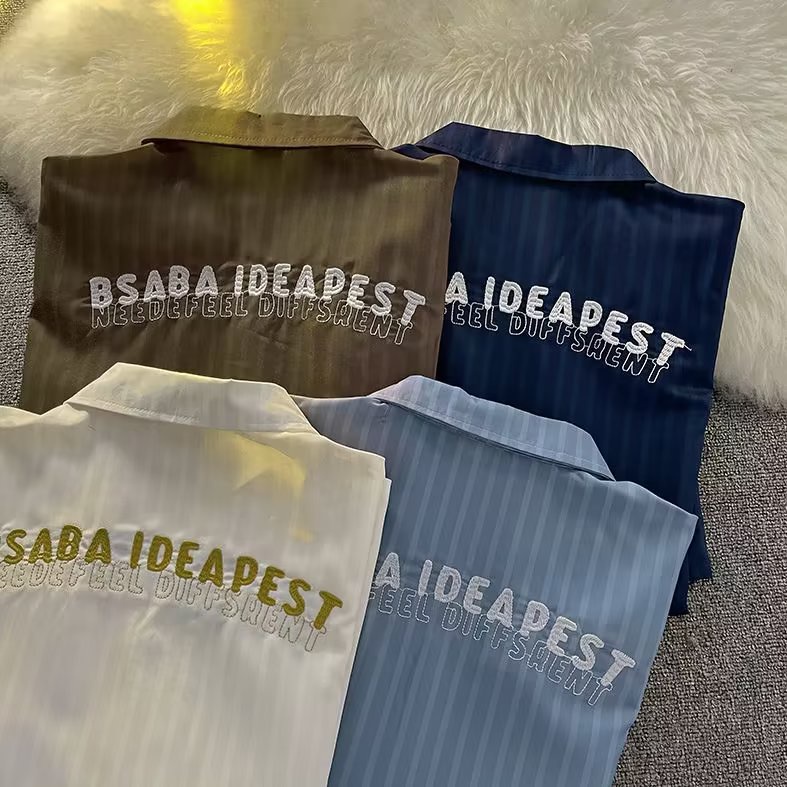 Áo Sơ Mi Ngắn Tay Họa Tiết Kẻ Sọc Thời Trang Cho Nam