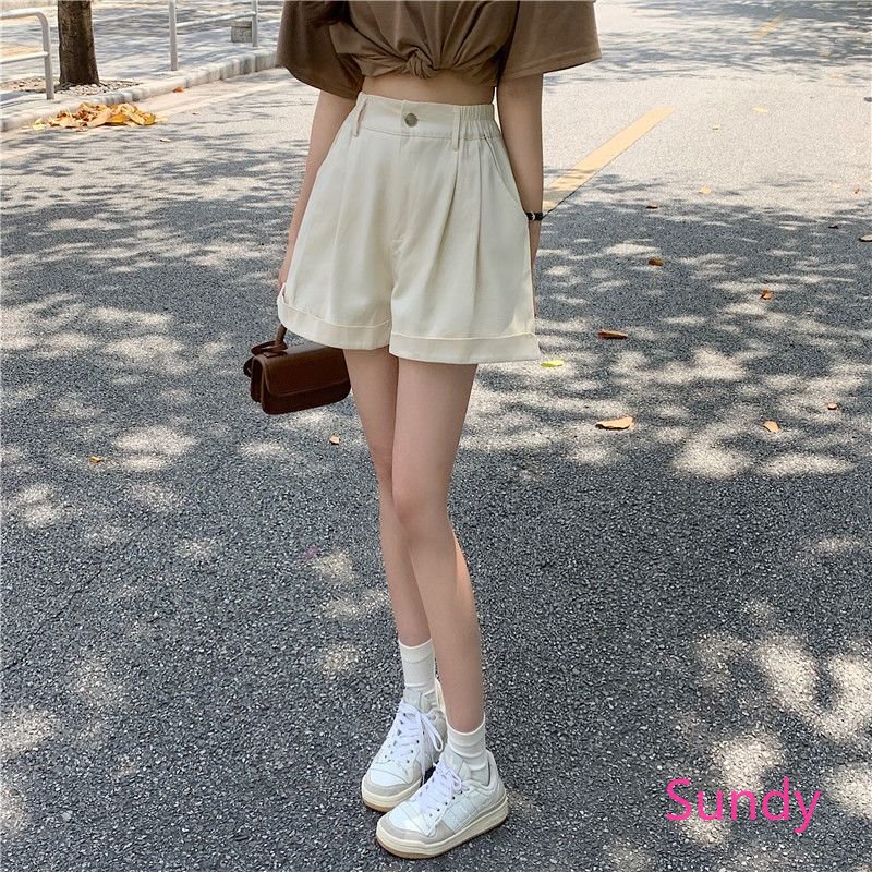 Quần Short Lưng Cao Ống Rộng Plus Size Thời Trang Mùa Hè Cho Nữ