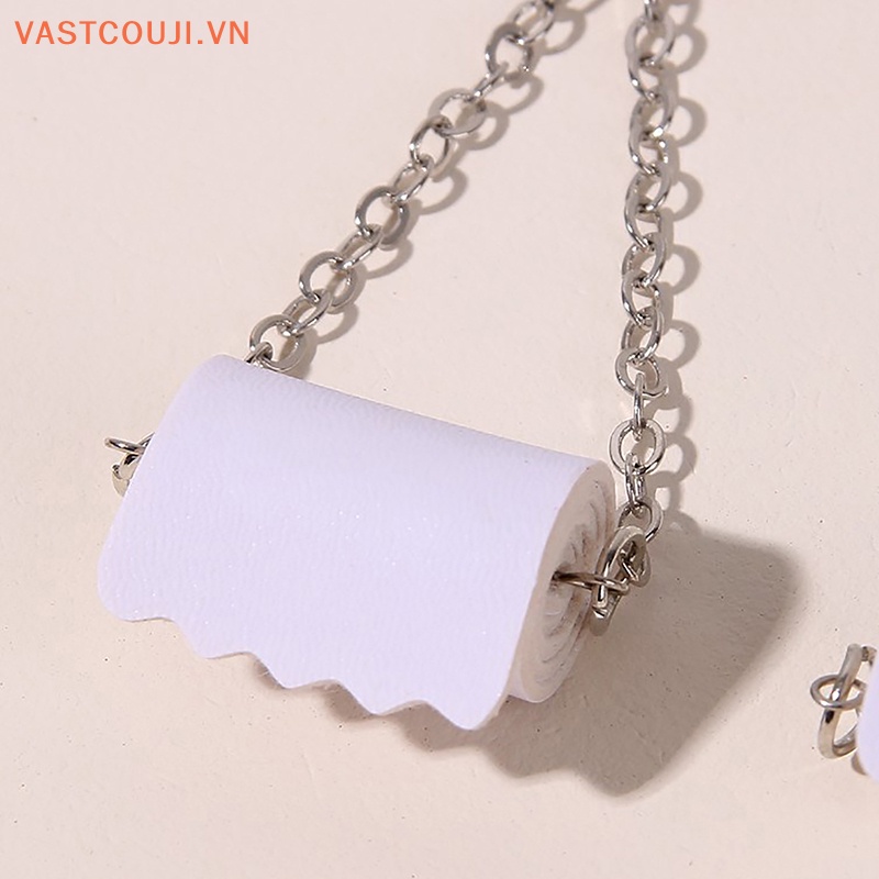 1 Đôi Bông Tai Dáng Dài Hình Cuộn Giấy Vệ Sinh 3D Độc Đáo Thời Trang Cho Nữ