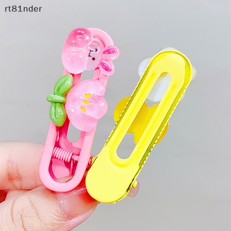 Rt Bộ 3 Kẹp Tóc Mái Ngang In Họa Tiết Hoa Hoạt Hình Dễ Thương Dành Cho Bé Gái