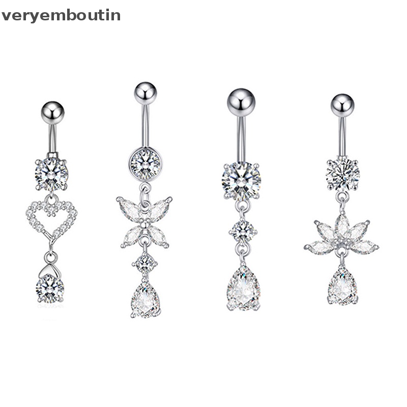 Khuyên RốN HìNh BướM ĐíNh Đá BằNg ThéP Không Gỉ