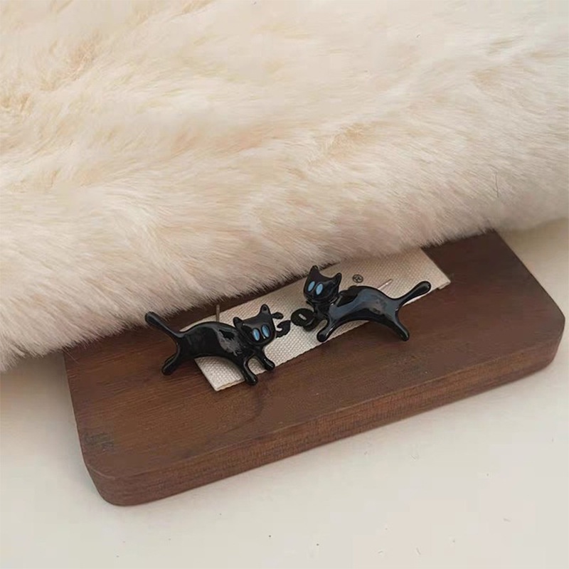 Khuyên Tai Hình Mèo Đen Thiết Kế Sáng Tạo Cá Tính