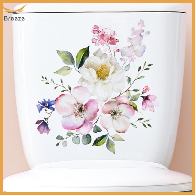 Sticker Dán Toilet Họa Tiết Hoa Tối Giản Hiện Đại Tự Dính Trang Trí Nhà Tắm