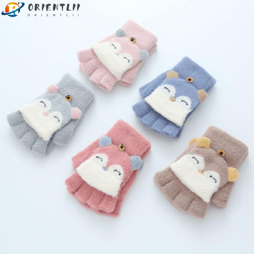 Găng Tay Dệt Kim Giữ Ấm Họa Tiết Hoạt Hình Dễ Thương