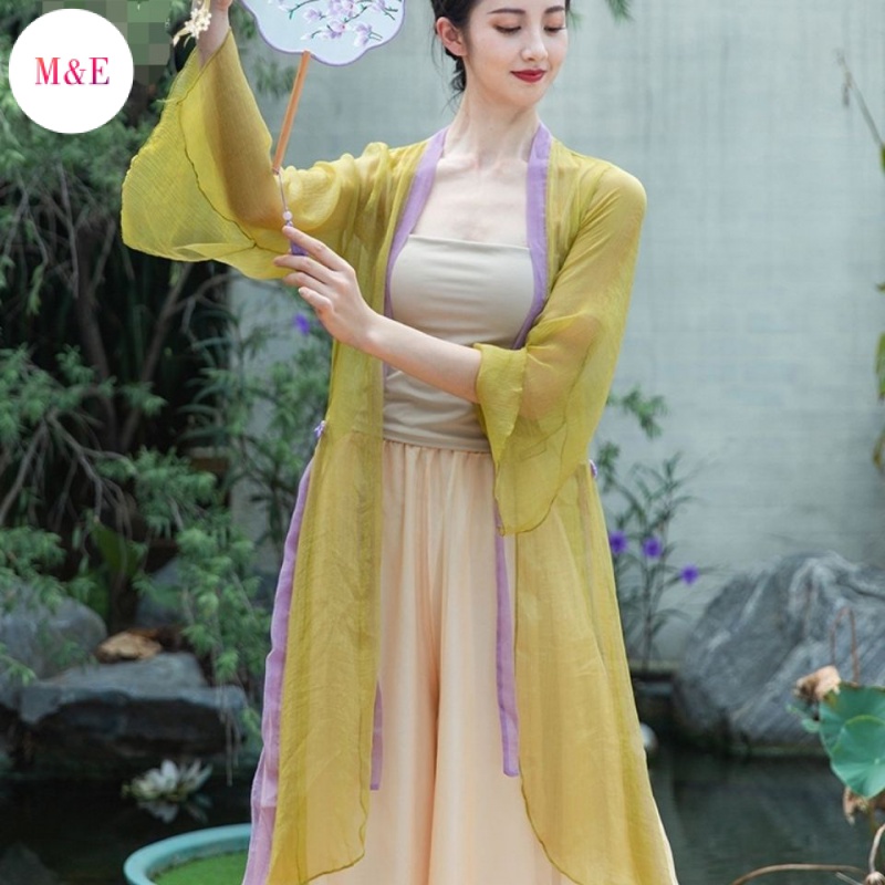 Bộ Trang Phục Biểu Diễn Múa Dân Tộc Trung Hoa Cổ Điển Bằng Vải Voan Mỏng Dáng Dài M &amp; E Mới Thanh Lịch Rhyme Cho Nữ